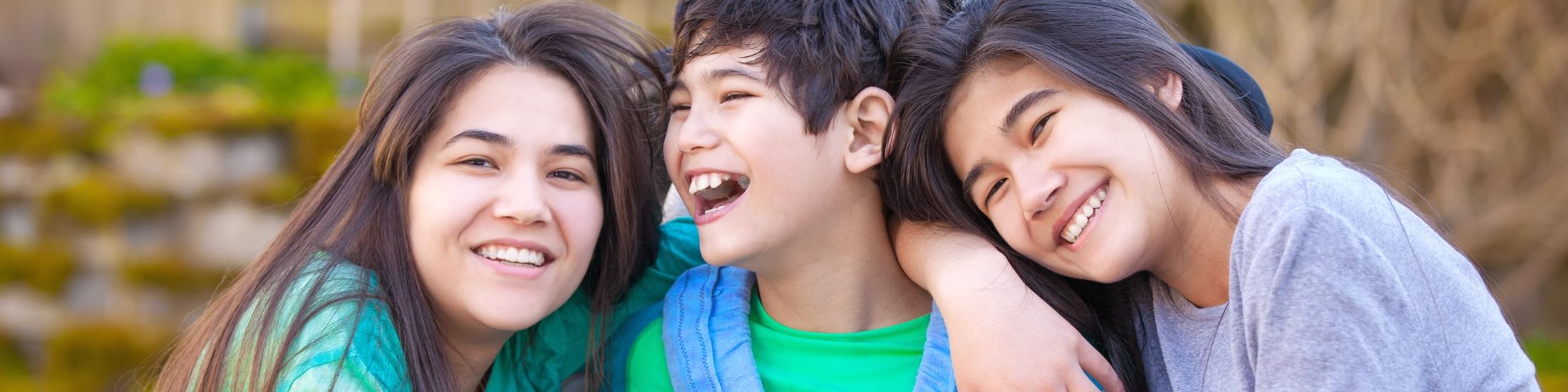 Siblings playing outside