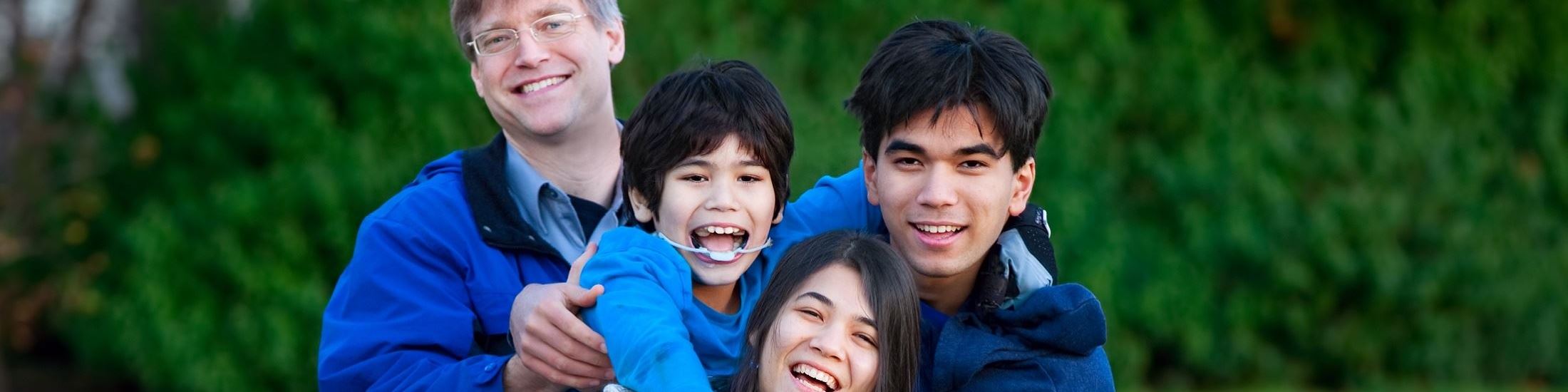 Family playing outside